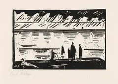 Regentag am Strande by Lyonel Feininger, 1918, Woodcut, sold May 2011