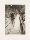 Lesser Ury, Leipziger Straße im Regen, 1920, Etching