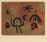 Joan Miró, L'oiseau fusée, 1952, Etching and aquatint in colours