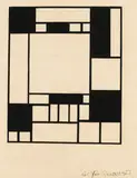 Peter Röhl, Komposition in Schwarz und Weiß, 1921, India ink drawing