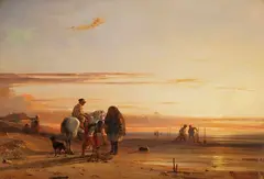 Charles Louis Mozin, Beim Einholen der Netze, 1850, Oil on canvas