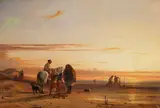 Charles Louis Mozin, Beim Einholen der Netze, 1850, Oil on canvas