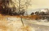 Edward Harrison Compton, Winterliche Uferlandschaft am Starnberger See