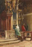 Ludwig Passini, Betende in einer venezianischen Kirche, 1873, Watercolour
