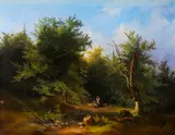 Georg Geyer, Waldweg mit Ziegenhirtin, 1885, Oil on canvas