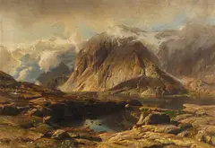Alpenländischer Maler, Blick auf den Gotthard, 1900, Oil on canvas