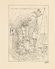 Der Besuch by Alfred Kubin, 1940, Pen and India ink drawing, sold May 2011