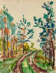 Helmuth Macke, Waldweg, 1933, Watercolour