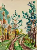 Helmuth Macke, Waldweg, 1933, Watercolour