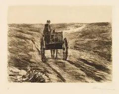 Karre in den Dünen by Max Liebermann, 1900, Drypoint, sold May 2011