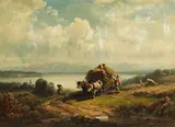 August Seidel, Heuernte am Chiemsee, Oil on canvas