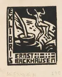 Exlibris Backhausen by Ernst Ludwig Kirchner, 1907, Woodcut, sold May 2011