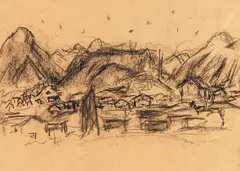 Philipp Bauknecht, Davos, 1917, Charcoal drawing