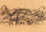 Philipp Bauknecht, Davos, 1917, Charcoal drawing