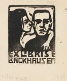 Exlibris Backhausen by Ernst Ludwig Kirchner, 1907, Woodcut, sold May 2011