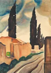 Fritz Stuckenberg, Straße mit Zypressen, 1940, Watercolour