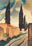 Fritz Stuckenberg, Straße mit Zypressen, 1940, Watercolour