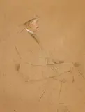 Franz von Lenbach, Sitzender Herr nach rechts (Helmut Graf Moltke), 1890, Pastel