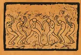 Wilhelm Morgner, Klagende Frauen (Fries), 1912, Linocut