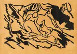 Wilhelm Morgner, Die Sandgrube, 1912, Woodcut