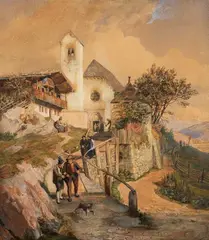 Jacob Gensler, Kirchgang, 1840, Watercolour