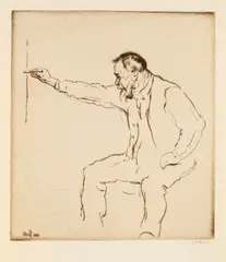 Emil Orlík, Ferdinand Hodler an der Staffelei, 1911, Drypoint