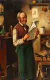 Carl Ostersetzer, 2 Gemälde: Kleine Anzeigen, Kunstpause, 1900, Oil on panel