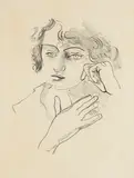 André Derain, Tête de femme aux yeux clairs de face avec les deux mains, 1927, Lithograph