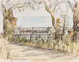 Otto Dill, Terrasse am Meer, 1925, Chalk drawing