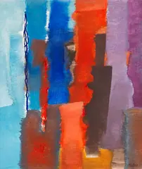 Fritz Winter, Blau-Rot-Vertikal, 1967, Oil on canvas