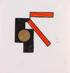 Erich Buchholz, Abstrakte Komposition (schwarz rot gold), 1922, India Ink