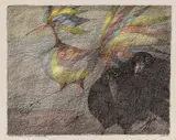 Paul Flora, Zwei Raben und ein Ziervogel