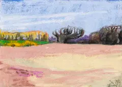 Feld mit Esche by Klaus Fußmann, 1989, Coloured chalk, sold May 2011