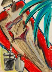 Elvira Bach, Am Strand, 1982, Coloured chalk