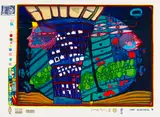 Flucht ins All by Friedensreich Hundertwasser, 1971, Silkscreen in colours, sold May 2011