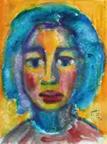 Christa Valazza, Mädchenkopf (Selbstporträt?), 1974, Watercolour