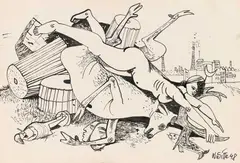 Gestürzte Diana by Willi Sitte, 1948, India Ink, sold May 2011