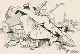 Willi Sitte, Gestürzte Diana, 1948, India Ink