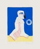 Horst Antes, Figur (aus Punkten) mit Ringscheibe, 1977, Gouache