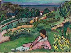 Gabriele Münter, Landschaft am Meer, 1919, Oil on canvas
