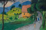 Gabriele Münter, Landschaft mit Kindern, 1935, Oil