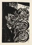 Nervöse beim Diner by Ernst Ludwig Kirchner, 1916, Woodcut, sold Dec 2010