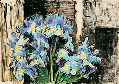 Hellblaue Iris by Karl Schmidt-Rottluff, 1965, Brush and India ink drawing, sold Dec 2010