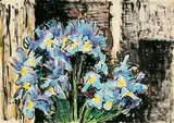 Hellblaue Iris by Karl Schmidt-Rottluff, 1965, Brush and India ink drawing, sold Dec 2010