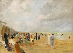 Ernst Oppler, Strandleben in Westende, 1912, Oil on canvas