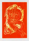 Georg Baselitz, 5 Blätter: Remix red, 2006, Woodcut in colours