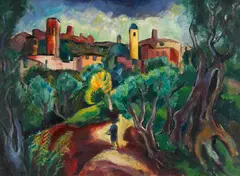Landschaft bei Santa Chiara by Josef Eberz, 1920, Oil on canvas, sold Dec 2010