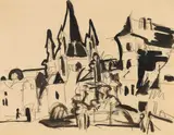 Vorort von Dresden by Ernst Ludwig Kirchner, 1906, Brush and India ink, sold Dec 2010