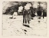 Emil Nolde, Hamburg, Schiff im Dock, 1910, Etching