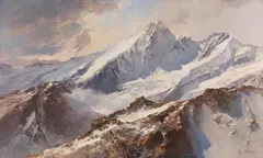 Edward Theodore Compton, Blick auf den Großglockner vom Großen Wiesbachhorn, 1919, Oil on canvas